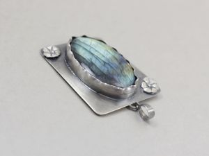 chileart biżuteria labradoryt kaboszon i srebro wisior